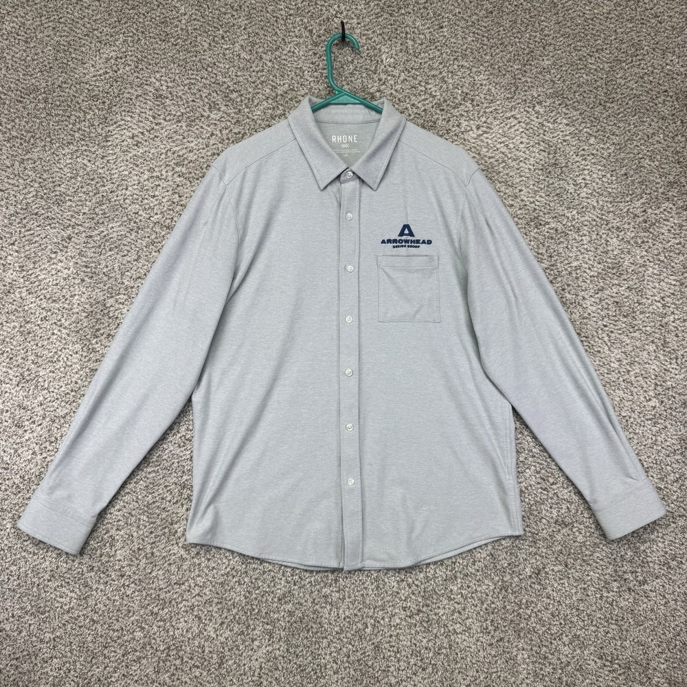 Rhone WFH Shirt Mens Large Button Up Long Sleeve 101622 Gray Stretch Performance